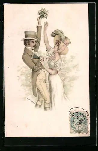 Künstler-AK Ludwig Rauh: Zweisamkeit im Garten