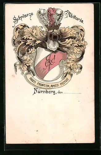 AK Nürnberg, Schwarze Abituria mit Studentenwappen, Hosti Frontem, Amico Pectus!
