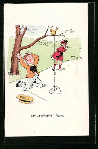 Künstler-AK Jack Number: Ein bedripptes Herz