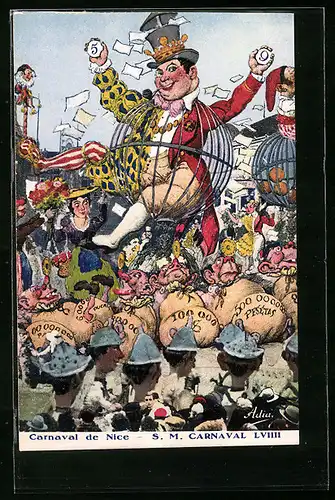 Künstler-AK Karneval in Nizza mit unansehnlich dargestellten Artisten