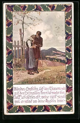 Künstler-AK Ernst Kutzer: Blondes Gretelein, lass das Trauern sein...