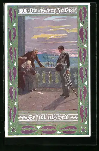 Künstler-AK Ernst Kutzer: Er fiel als Held, Die eiserne Zeit 1806-1815