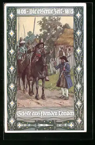 Künstler-AK Ernst Kutzer: Gäste aus fremden Landen - Mongolische Reiter bei der Einreise