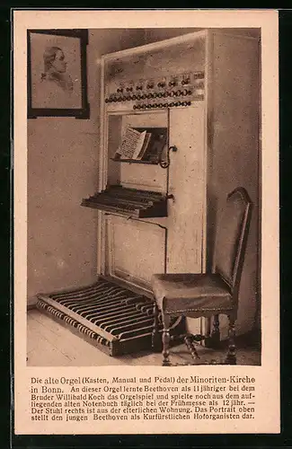 AK Bonn, Minoriten-Kirche, Die alte Orgel, Beethoven