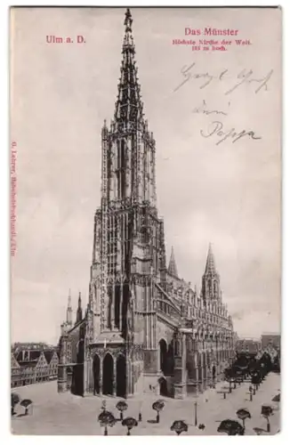 Relief-AK Ulm a. D., Ansicht vom Münster