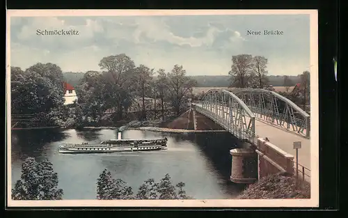 AK Berlin-Schmöckwitz, Neue Brücke mit Dampfer