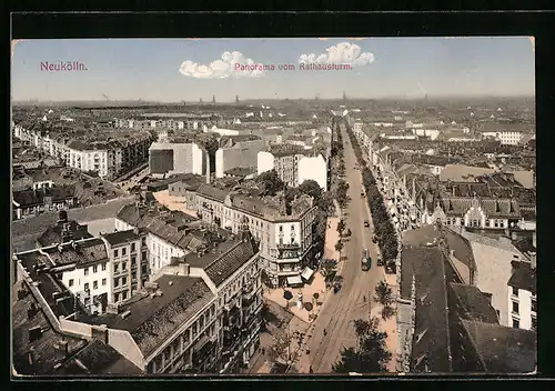 AK Berlin-Neukölln, Panorama vom Rathausturm