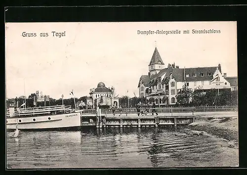 AK Berlin-Tegel, Dampfer-Anlegestelle mit Strandschloss