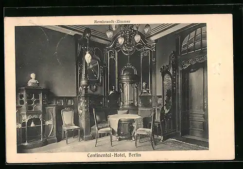 AK Berlin, Continental Hotel, Rembrandt-Zimemr
