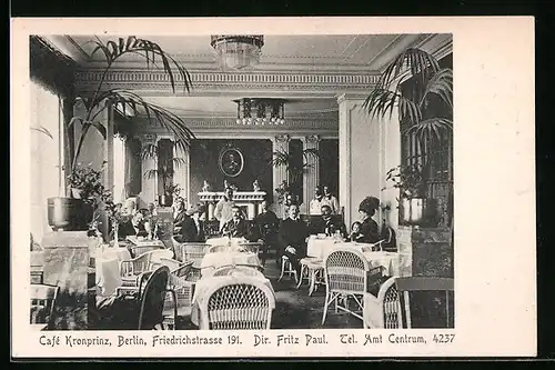 AK Berlin, Café Kronprinz in der Friedrichstrasse 191