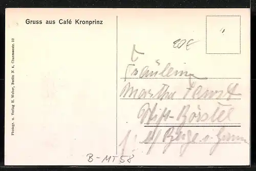 AK Berlin, Café Kronprinz in der Friedrichstrasse 191