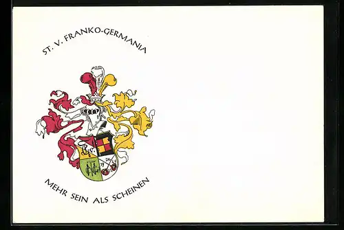 AK St. V. Franko-Germania, Ritterhelm mit Studentenwappen