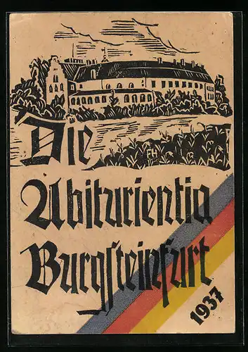 Künstler-AK Burgsteinfurt, Die Abiturientia 1937, Gebäudeansicht, Absolvia