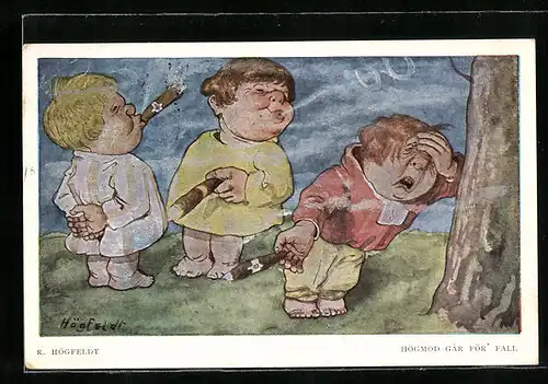 Künstler-AK sign. R. Högfeldt: Högmod gâr för Fall
