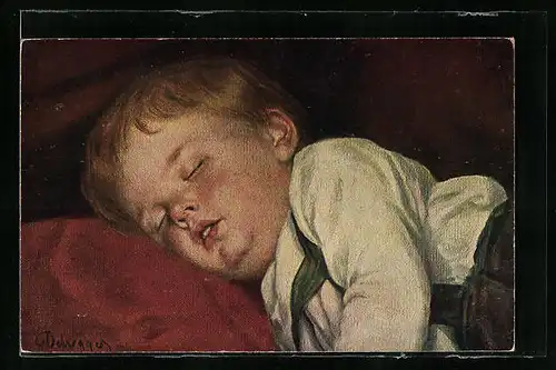 Künstler-AK sign. F. v. Defregger: Schlafender Knabe