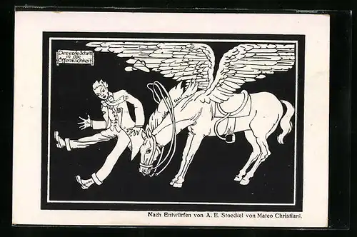 Künstler-AK sign. A. E. Stoeckel und Mateo Christiani: Der erste Schritt in die Öffentlichkeit