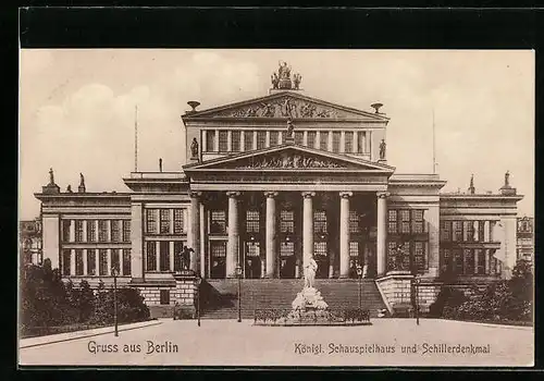 AK Berlin, Königl. Schauspielhaus und Schillerdenkmal, Gendarmenmarkt