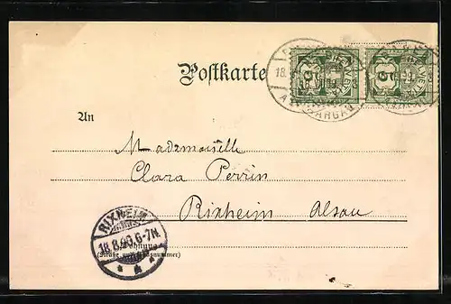 Künstler-AK Baden, Ansicht auf den Siedlungsort