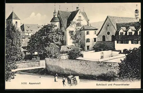 AK Appenzell, Strassenpartie mit Schloss und Frauenkloster