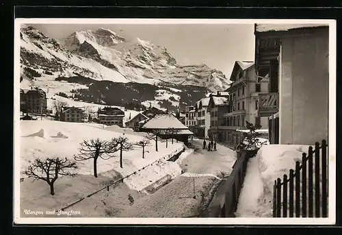 AK Wengen, Ausblick von der Stadt auf die Jungfrau