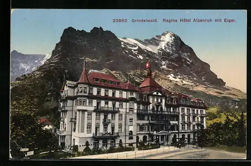 AK Grindelwald, Regina Hotel Alpenruh mit Eiger