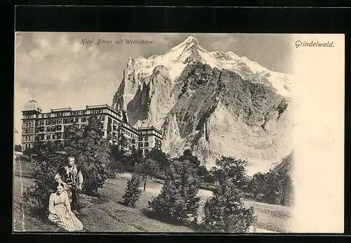 AK Grindelwald, Hotel Bären mit Wetterhorn
