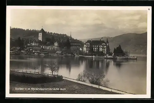 AK Spiez, Ortsansicht von der Strandpromenade aus