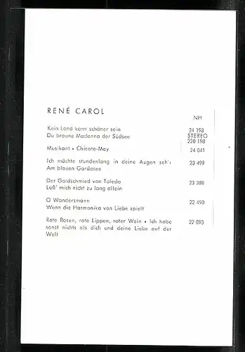 AK Musiker Rene Carol mit ernster Mimik von der Seite