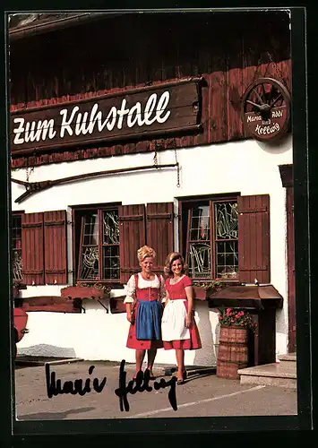 AK Musiker Maria und Addi Hellwig im roten Kleid mit Schürze