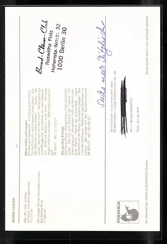 AK Musiker Bernd Clüver mit ernster Mimik