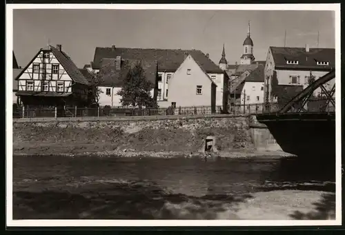 Fotografie Brück & Sohn Meissen, Ansicht Rosswein a. d. Mulde, Muldenpartie mit Blick auf die Muldenstrasse