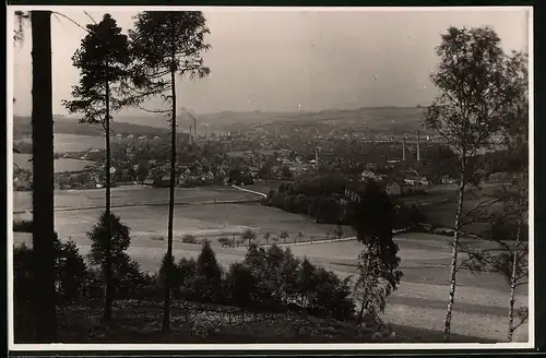 Fotografie Brück & Sohn Meissen, Ansicht Flöha, Blick auf die Orte Flöha - Plaue und Bernsdorf