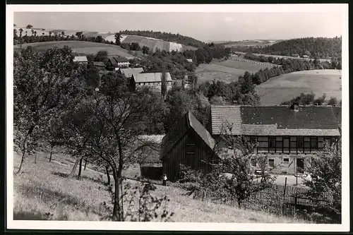 Fotografie Brück & Sohn Meissen, Ansicht Rothschönberg, Blick auf die Gutshöfe im Triebischtal