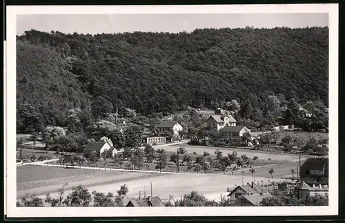 Fotografie Brück & Sohn Meissen, Ansicht Diesbar-Nieschütz, Blick auf den Ort mit Wohnhäusern