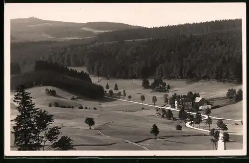 Fotografie Brück & Sohn Meissen, Ansicht Auersberg, Blick in den Höllengrund mit Wohnhaus