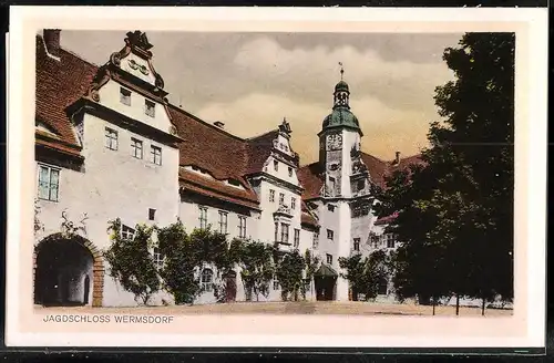 Fotografie Brück & Sohn Meissen, Ansicht Wermsdorf, Partie am Jagdschloss Wermsdorf