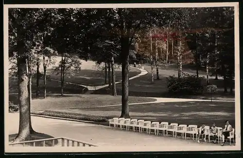 Fotografie Brück & Sohn Meissen, Ansicht Bad Elster, Partie im Kurpark an der Wandelhalle