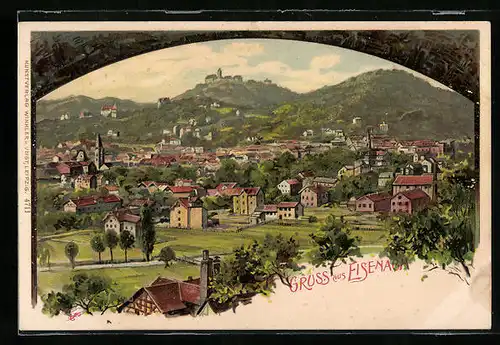 Künstler-AK Erwin Spindler: Eisenach, Teilansicht durch Torbogen