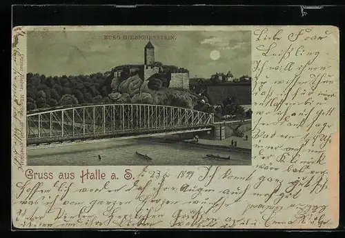 Mondschein-Lithographie Halle a. S., Burg Giebischenstein