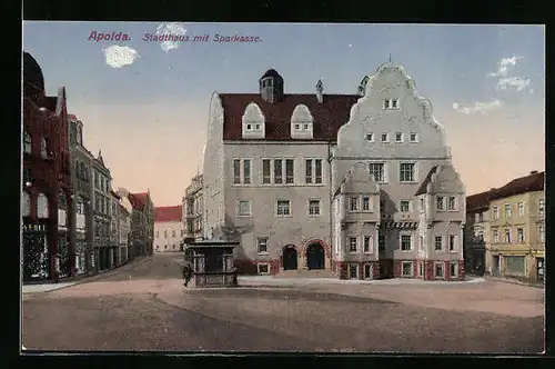 AK Apolda, Stadthaus mit Sparkasse