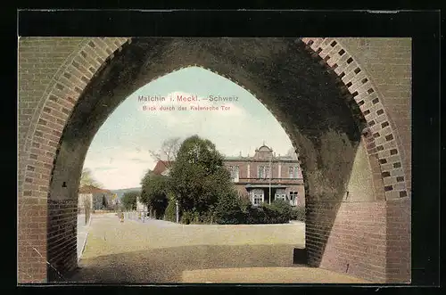 AK Malchin i. M., Strassenpartie am Kalenschen Tor
