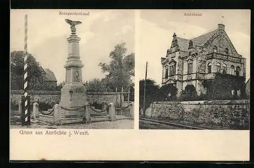 AK Anröchte i. Westf., Kriegerdenkmal, Amtshaus