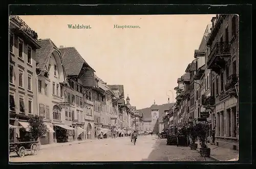 AK Waldshut, Hautpstrasse mit Geschäften