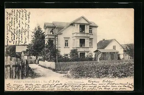 AK Finsterbergen /Th., Villa Gessert mit Nebengebäuden und Strasse