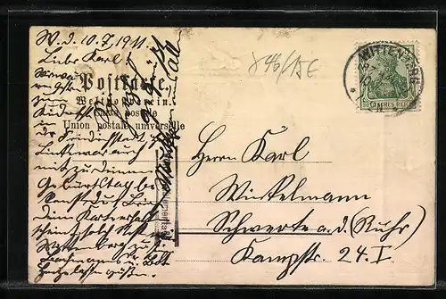 Passepartout-AK Wittenberg, Partie am Elstertor, Schwalben mit Nest