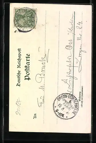 Lithographie Rügen, Der Königstuhl in Abendstimmung