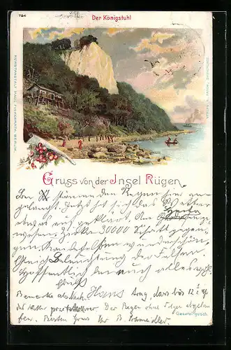 Lithographie Rügen, Der Königstuhl