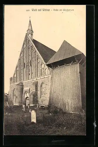 AK Wiek a. Wittow, Kirche mit Glockenturm