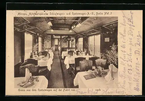 AK Speisewagen der Mitteleuropäischen Schlafwagen- und Speisewagen-A.-G.