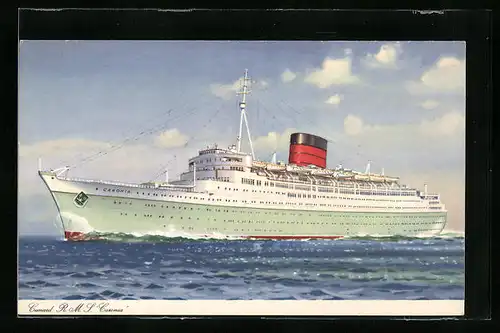 Künstler-AK Passagierschiff RMS Caronia der Cunard Line in voller Fahrt